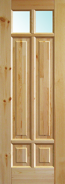 Дверь деревянная межкомнатная из массива сосны, № 6, 2 стекла